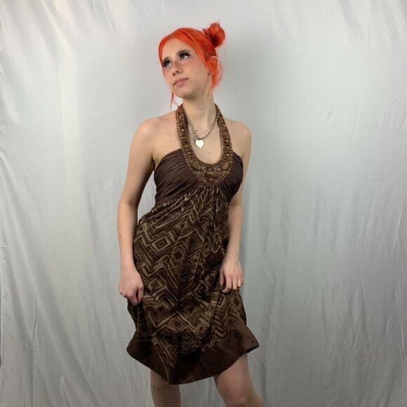 Bcbg Maxazria Brown Halter Dress Size 6 - Picture 2 of 10